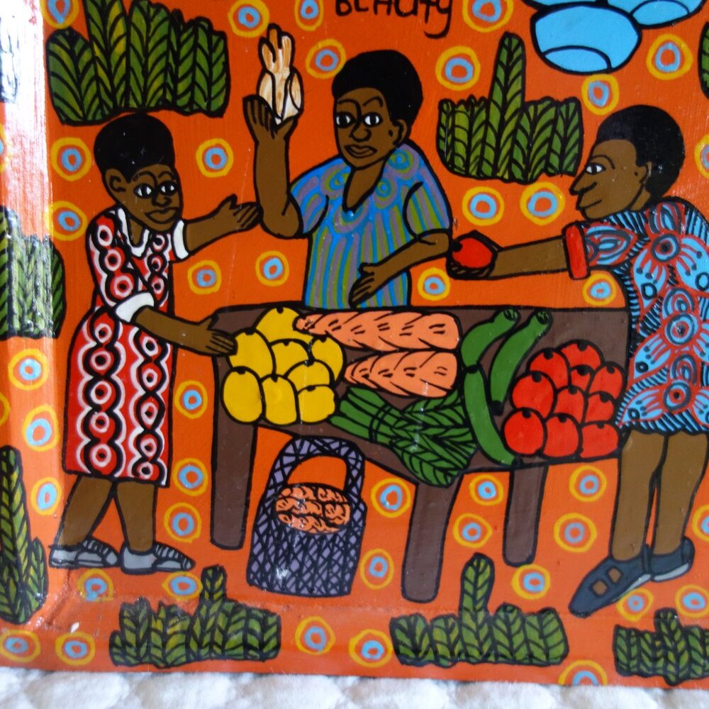 Folk Art Hand Crafted Painted on Wood “Village Life” Wall Art - Picture 5 of 8
